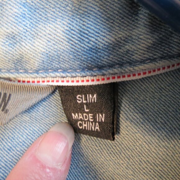 Harley Davidson Garage Men's Shirt Jean Button Long Sleeve Size Slim Large - Picture 10 of 12